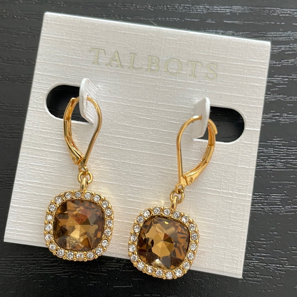 Brighton gold stone earrings, never worn